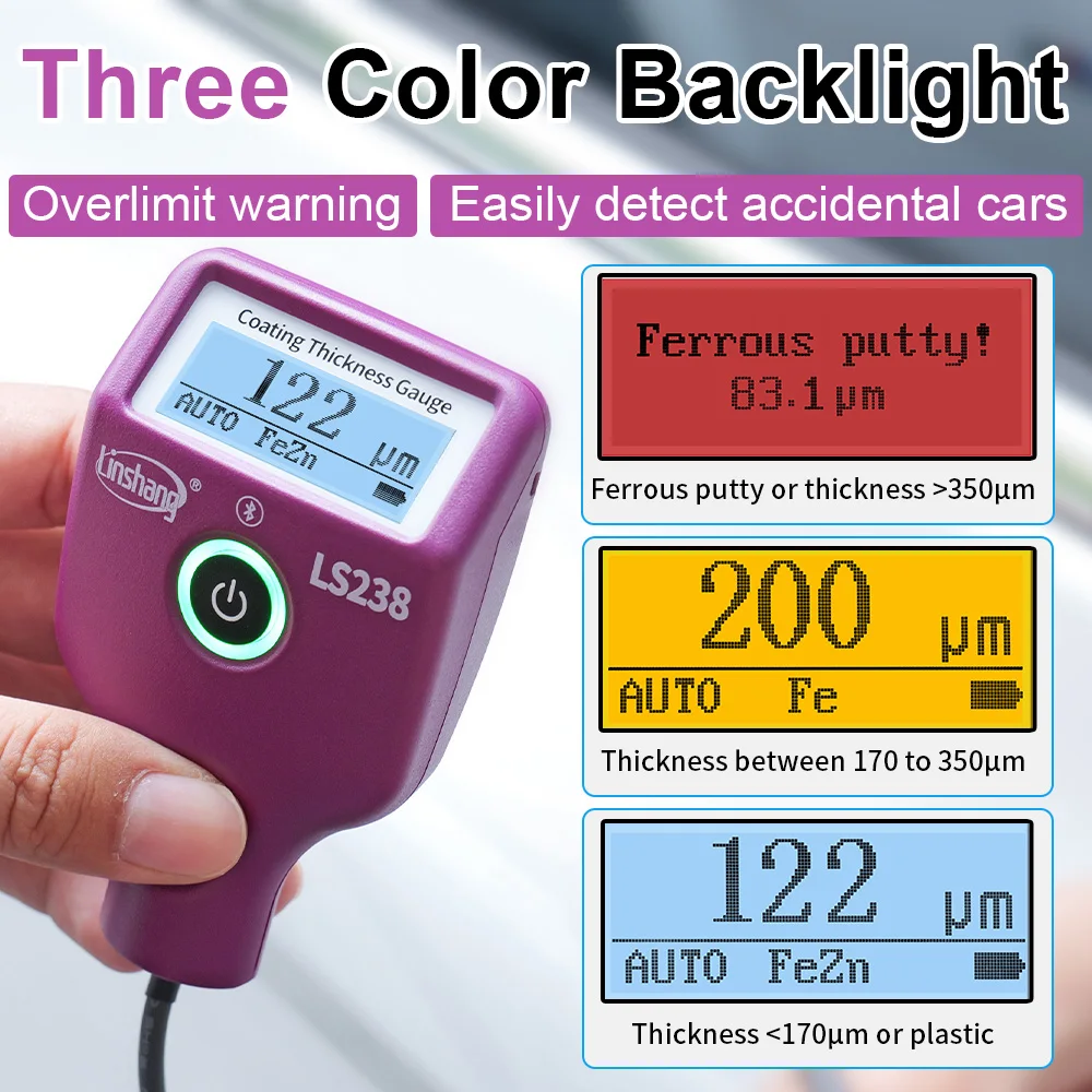 LS238 External Small Probe Automotive Paint Thickness Measurement Digital Car Paint Coating Tester Paint Thickness Gauge view 5