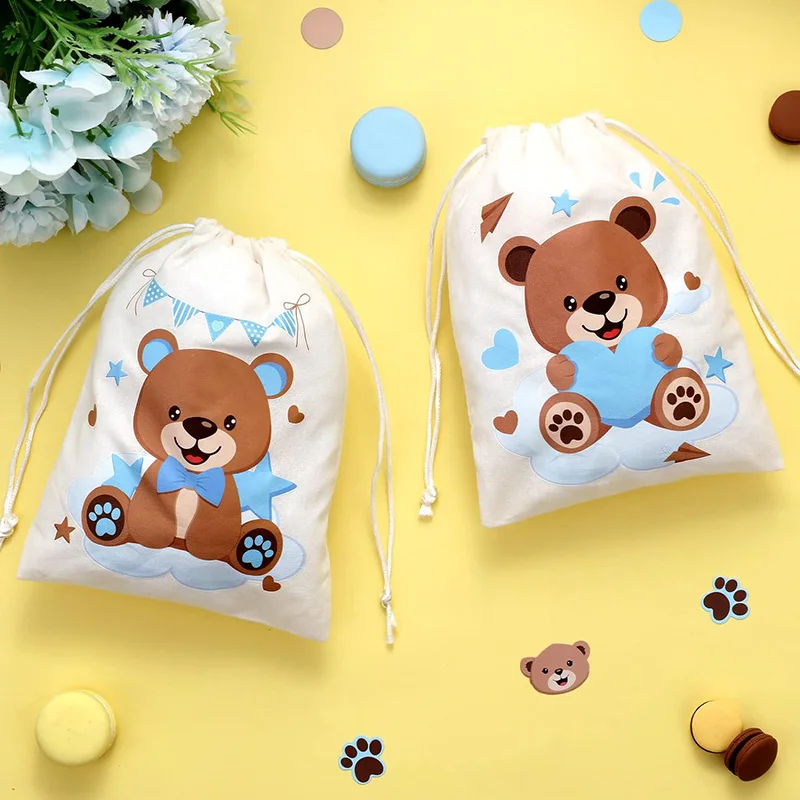 

5pcs Teddy Bear candy gift Bags kid boy girl 1st 2nd 3rd Birthday Party baby shower Gender Reveal table centerpiece decoration