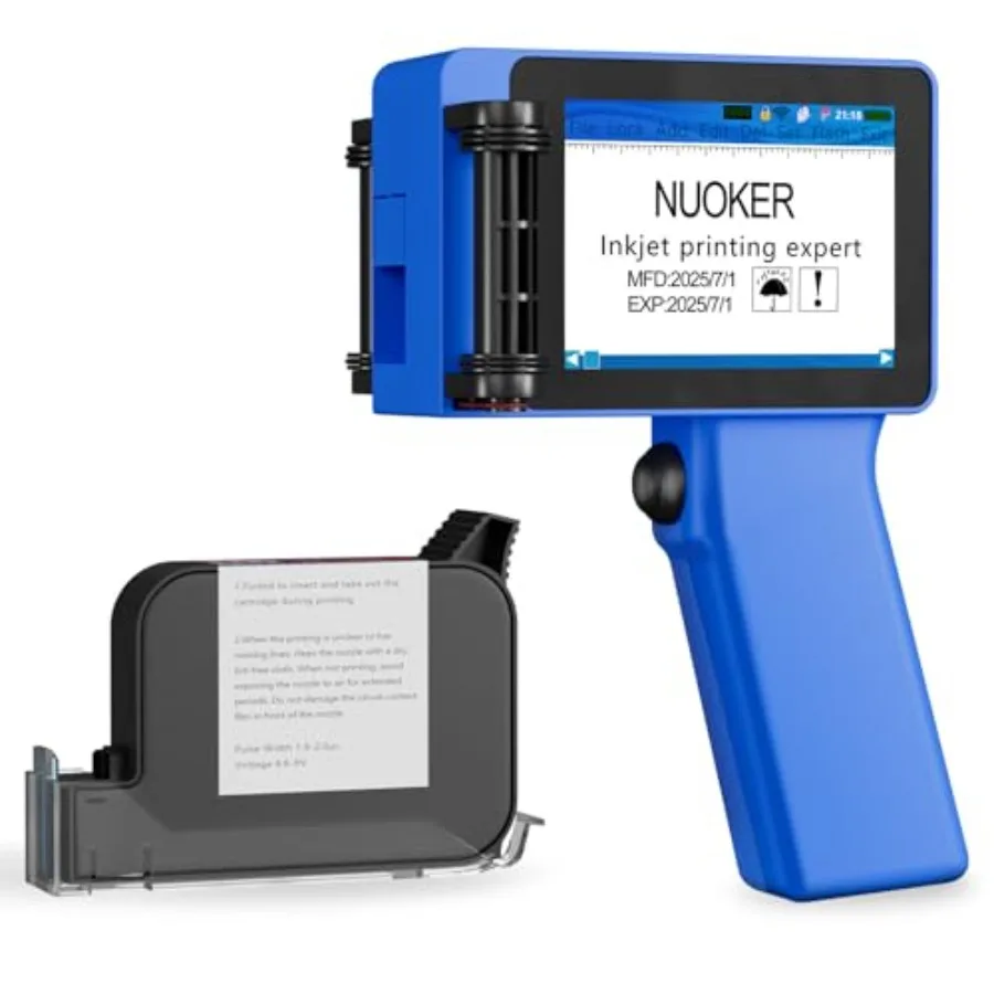 

Mini Handheld Inkjet Printer for on-the-go labeling ABS plastic body in matte black Fast-drying waterproof ink Compact 6H×4W, l