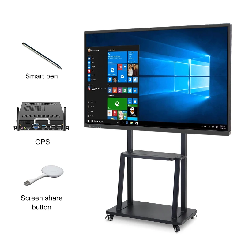 55-Inch 40-Touch Point 4K Interactive Whiteboard with Android/Windows OS for Educational Use in Schools