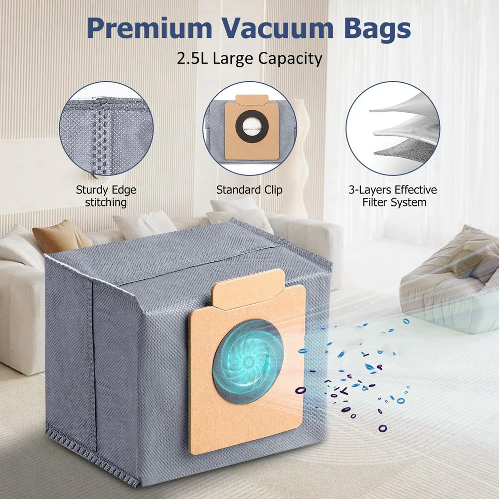 A01M-12-Pack accesorios de repuesto para Robot aspirador bolsas de polvo y almohadillas de fregona para Eufy X10 Pro Omni