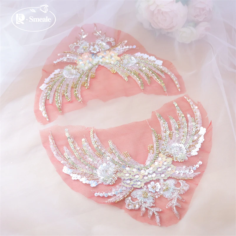 Rote Pailletten Perlenstickerei Spitze Engelsflügel. Kopfbedeckung, Kostüm Hanfu Gürtel, Champagner Gold Fischschuppen, Performance Kostüm, RS 252286 – Detail 5
