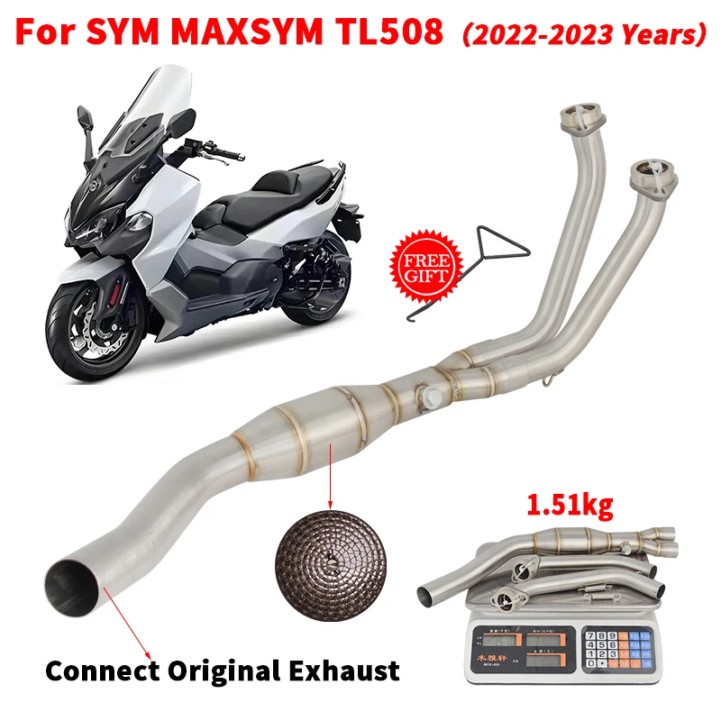 Motorcycle Exhaust System Escape Front Link Pipe Slip On For SYM MAXSYM TL508 TL 508 2022 2023 Connect Original Muffler Moto