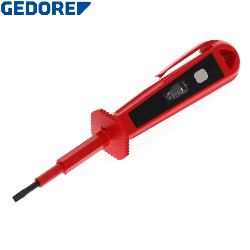 GEDORE R38121312 Voltage Tester Max.250V SL. 3mm l.135mm Anti-slip Handle Surface Metal Clip For Fastening Simple Operation