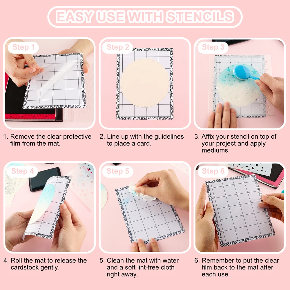 3pcs/set Mini Stick and Stamp Mat For Holding Your Stencil in Place While Ink Blending Low Stcik Mats For Mini Stamping Platform