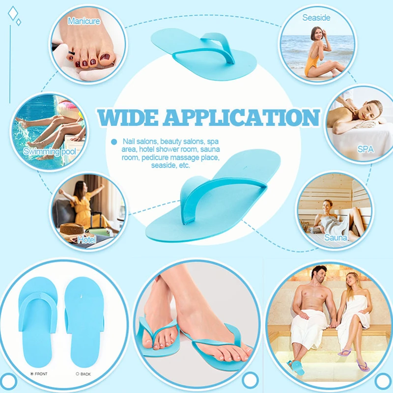120-36Pair Eva Disposable Pedicure Slippers Manicure Spa Beauty Salon Slipper Anti-Slip Foam Flip Flop Foot Bath Nail Home Hotel