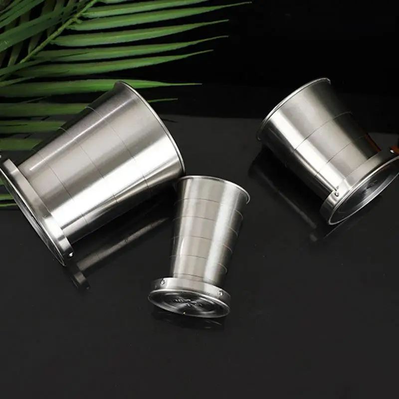 Portable Outdoor Travel Folding Collapsible Cup Telescopic Mug Portable Stainless Steel Collapsible Water Cup For Outdoors