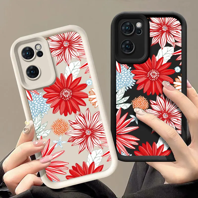 Flower Fashine Case For OPPO A3X A17 A38 A54 A55 A57 A58 A60 A73 A74 A76 A78 A94 A98 5G Shockproof Soft Cover Coque Shell