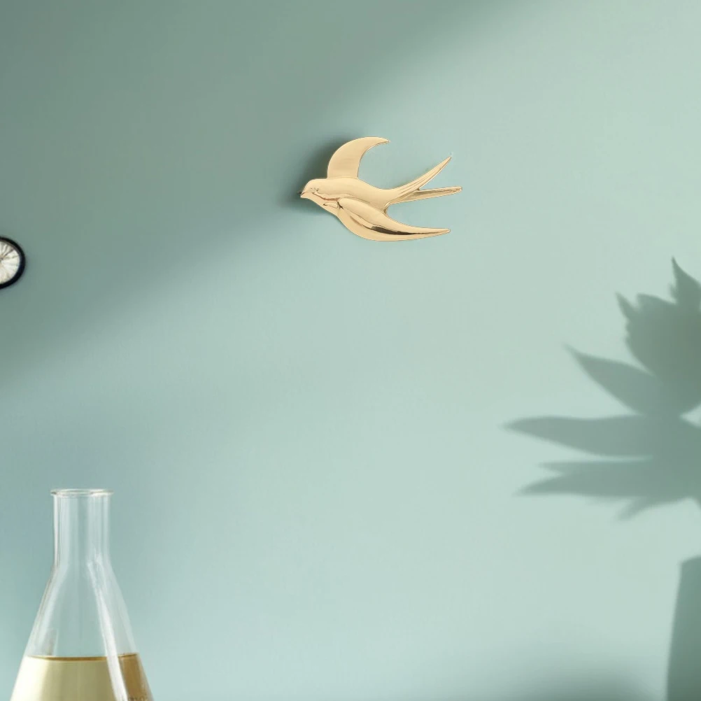 

2 Pcs Brass Vintage Decor Sculptures Wall Metal Bird Home Ornament Living Room Bedroom Office