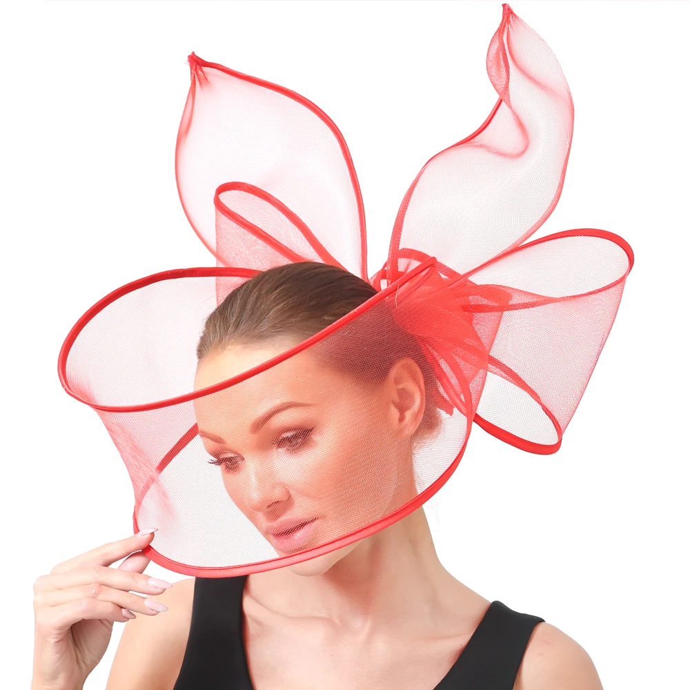 2024 New Fashion Fascinator Hat On Hair Clips Party Big Hat Nice Crinoline Headwear Church Wedding Bride Womens Hair Accessories