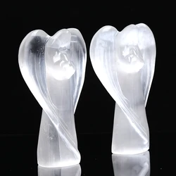 1PC Natural Crystal Selenite Guardian Angel Figurine Hand Carved Gypsum Healing Stone Gem Reiki Home Decor Crystal Craft Gifts