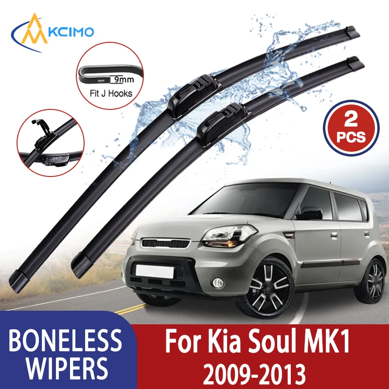 

Kcimo For Kia Soul MK1 2009-2013 Car Wiper U-type Soft Rubber Boneless Wiper HD Quiet Durable Automotive Wiper 24"+20"