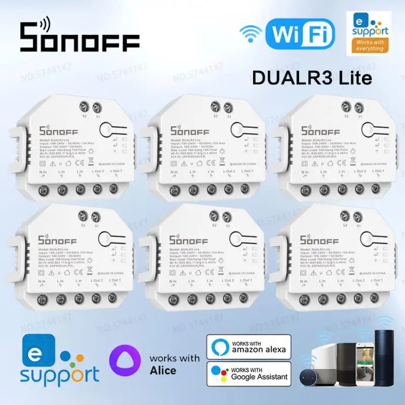 SONOFF DUALR3 Lite Wifi Dual Relay Module DIY MINI Switch Two Way Power Metering 2 Gang Switch Timing Smart Home EWeLink APP