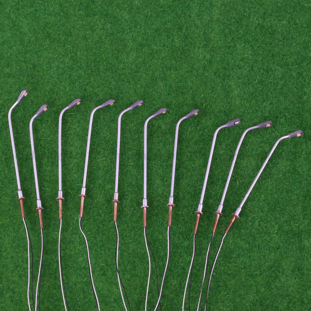 

N Scale Model Train LED Street Lamps, 60mm Metal Light Poles With Wired Copper For Railway Layout Sandtable Decoration