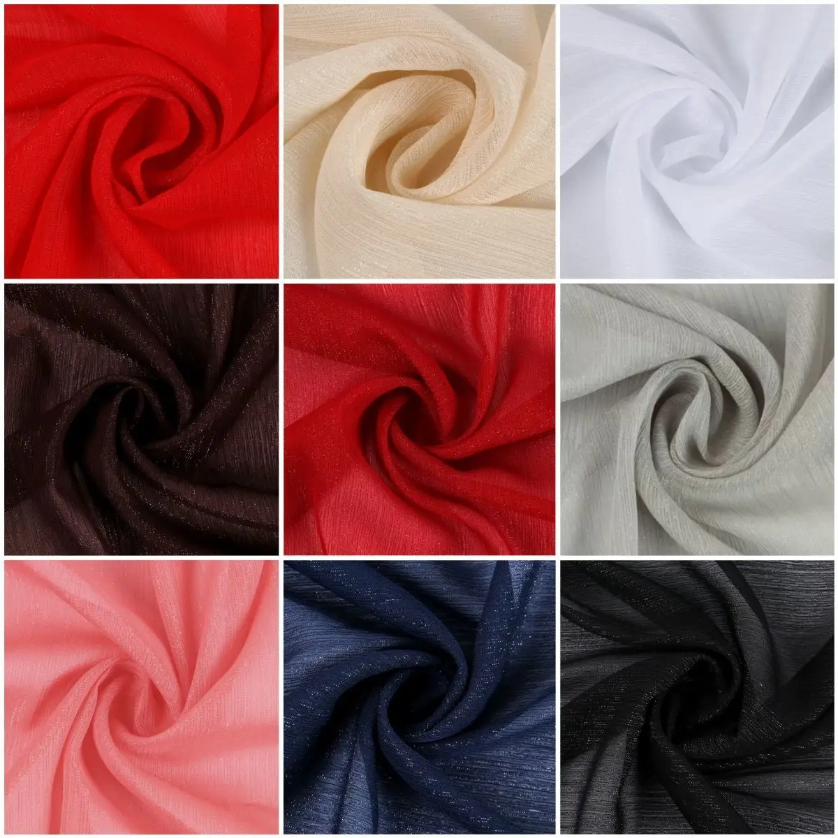 1/2/3 m funkelnder Kreppstoff, Chiffon, silberne Seide, faltiger Stoff für die Herstellung von Sommerkleider/Tops/Hemden, Bekleidungsmaterial, Stoff