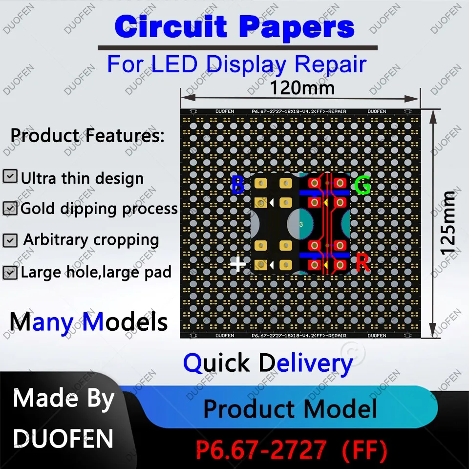 

Монтажная бумага серии P6.67, двусторонние паяльные подушечки, полностью покрытые большими отверстиями, используется для ремонта поврежденных печатных плат.