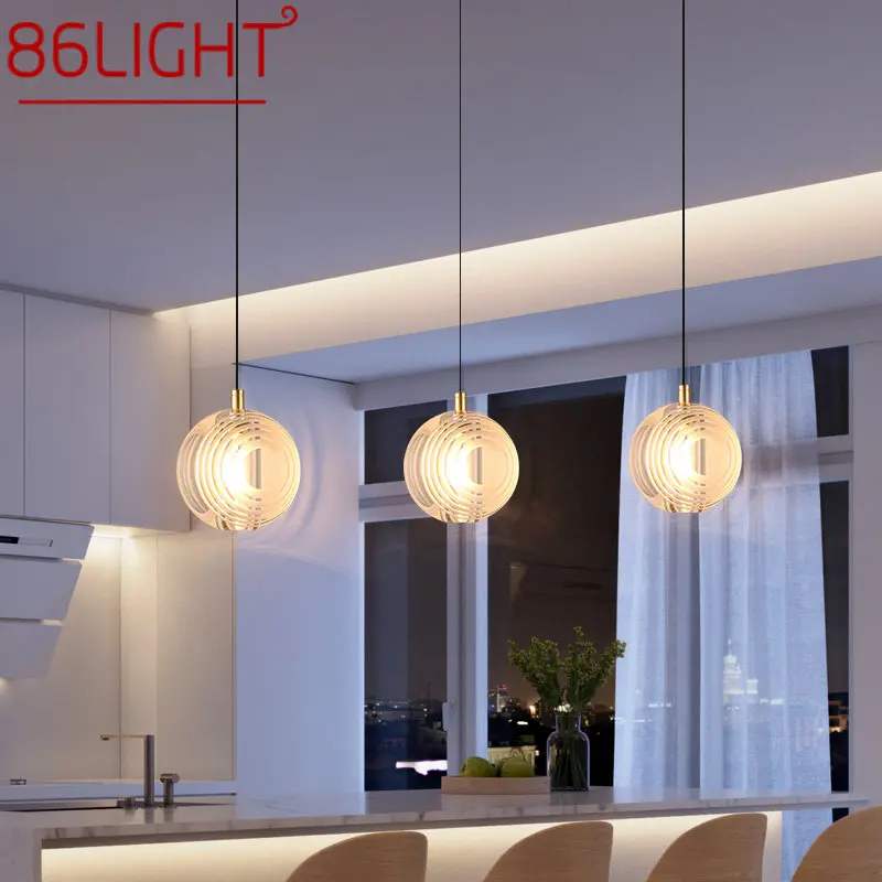 

86LIGHT Nordic Brass Pendant Light LED Modern Simply Creative Circular Crystal Hanging Lamp For Home Dining Room Bedroom