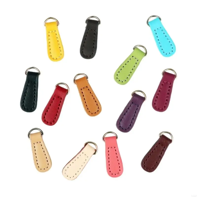 N58C 2 Pcs Zippers Sliders PU Leather Zippers Pendant Stylish Zips Pull Strap for Bag