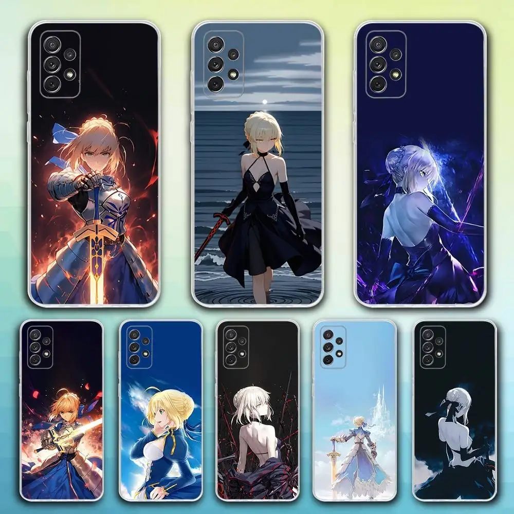 

S-Saber Anime A-Artoria Phone Case For Samsung S30,23,21,22,20, FE lite,S10,9,8,7 PIus Note20ultra Soft Transparent