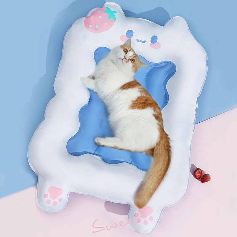 

Summer Cooling Mat Pet Bed For Cats Dogs Gel Soft Ice Pad 3-Layer Waterproof Cartoon Sleeping Bed Floor Cushion Kennels House