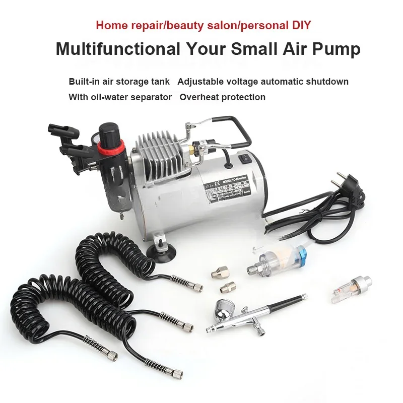 For Professional Airbrush Compressor Electric Spray Gun Air Compressor Painting Set Art Nail Tattoo Makeup Model Sprayer