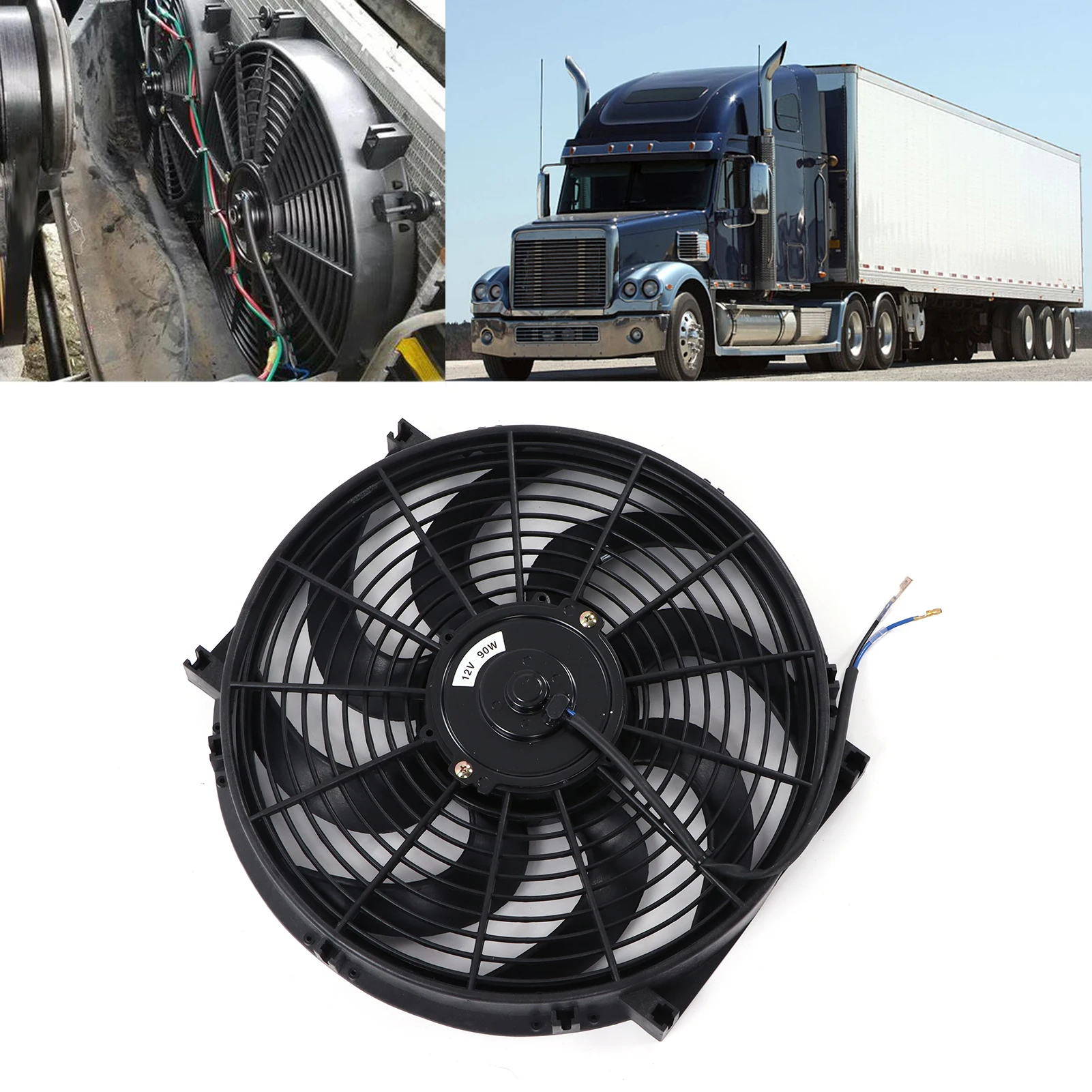 14in مشعاع كهربي مروحة التبريد تصاعد عدة 12 فولت 90 واط سليم مروحة دفع سحب مشعاع كهربي مروحة التبريد مروحة مشعاع