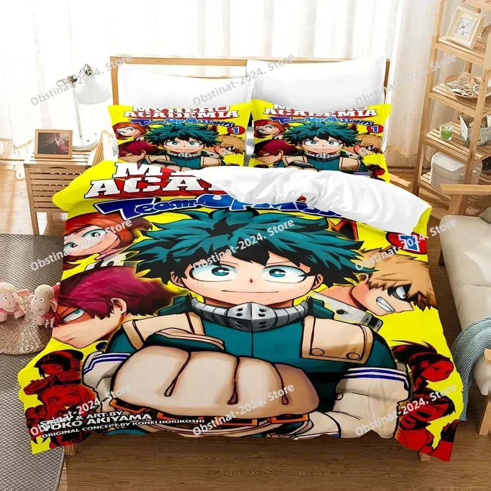 New My Hero Academia Bedding Set Japan Printed Bed Set With Pillowcase Bed Duvet Cover Single Double Queen King Size Bed Linen