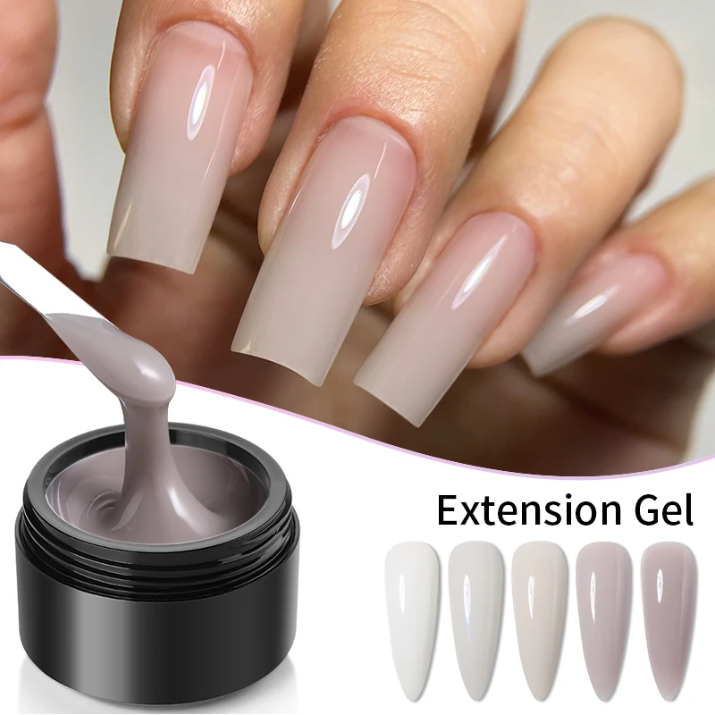 MSHARE 50g Oat White Nude Self Leveling Extension Nail Gel UV/LED Construction Medium Low Heat Gel For Manicure Extend Nail Art