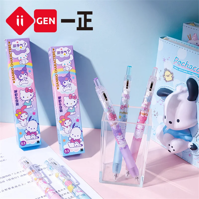 Imagem -03 - Lot Sanrio Kawaii Kuromi Melody Press Gel Pen Cute 0.5 mm Black Ink Neutral Pens Promotional Gift Office School Supplies 20 Pcs