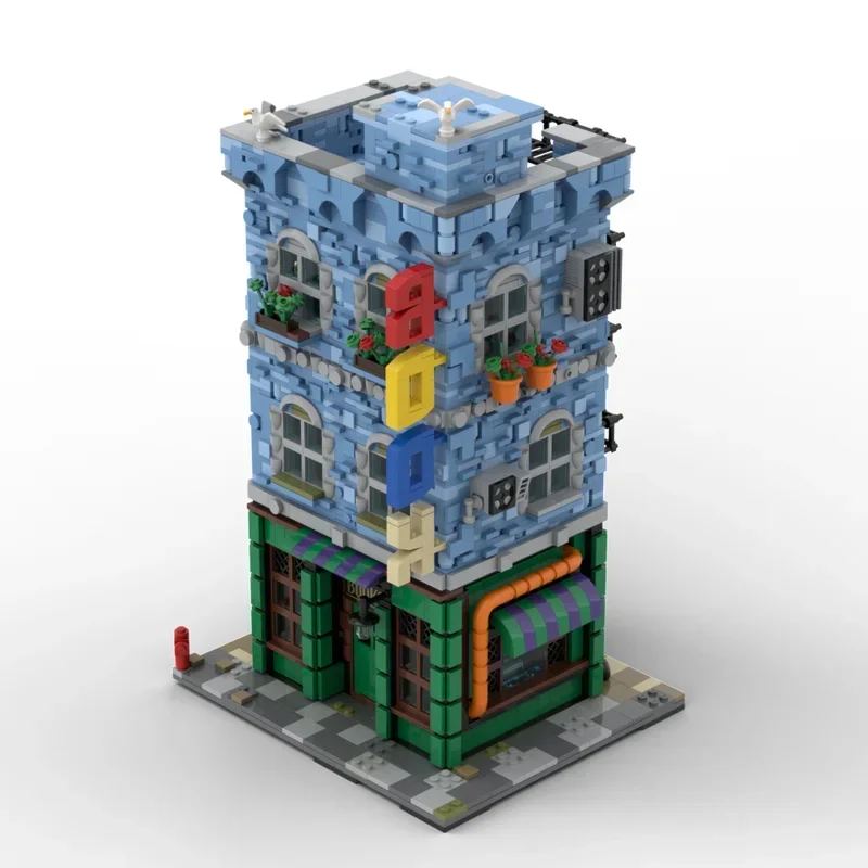 Moc Building Blocks Modular Bookstore Model Technical Bricks DIY Assembly Construction  Street View Toys For Child Holiday Gifts