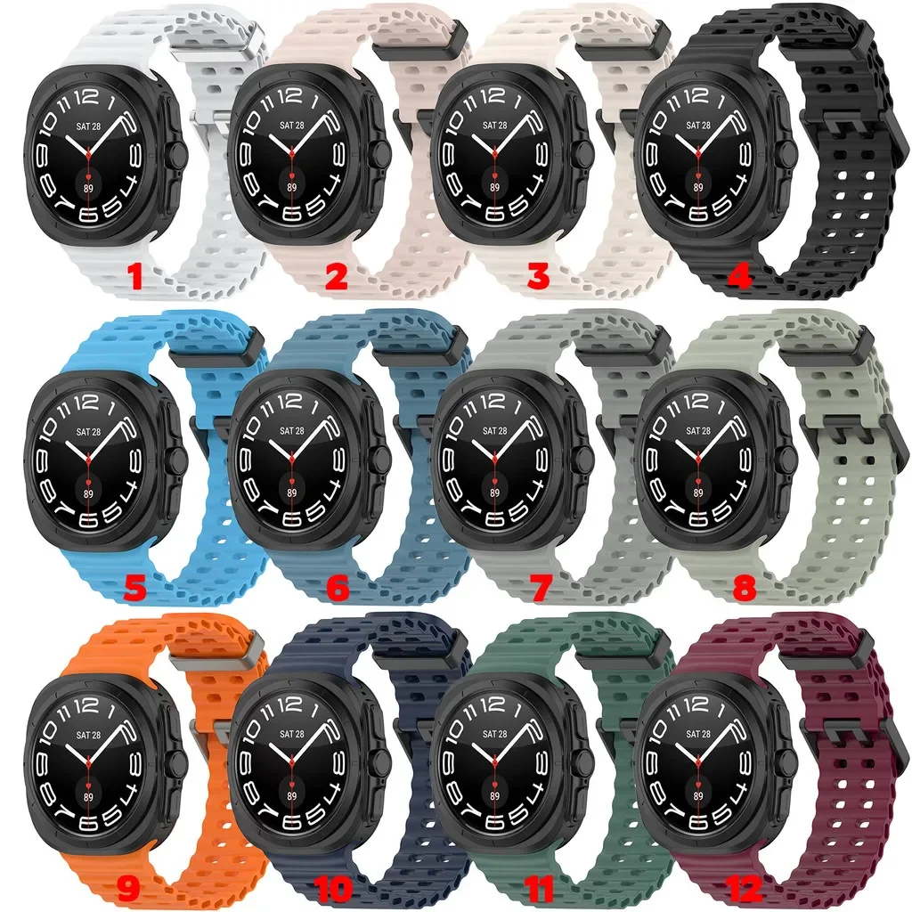 Miękki silikonowy pasek do sportowej, oddychającej bransoletki Samsung Galaxy Watch Ultra 47 mm