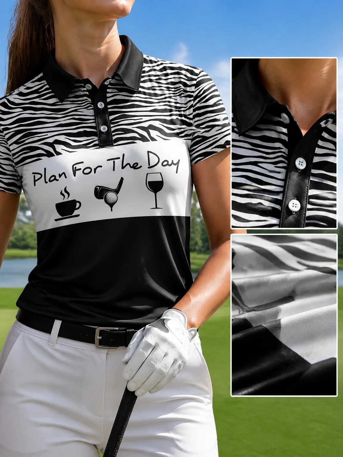 2026 Printed Women's Sporty Short-Sleeve Collared Polo Shirt, Spring/Summer Breathable T-Shirt, Casual Women's Top