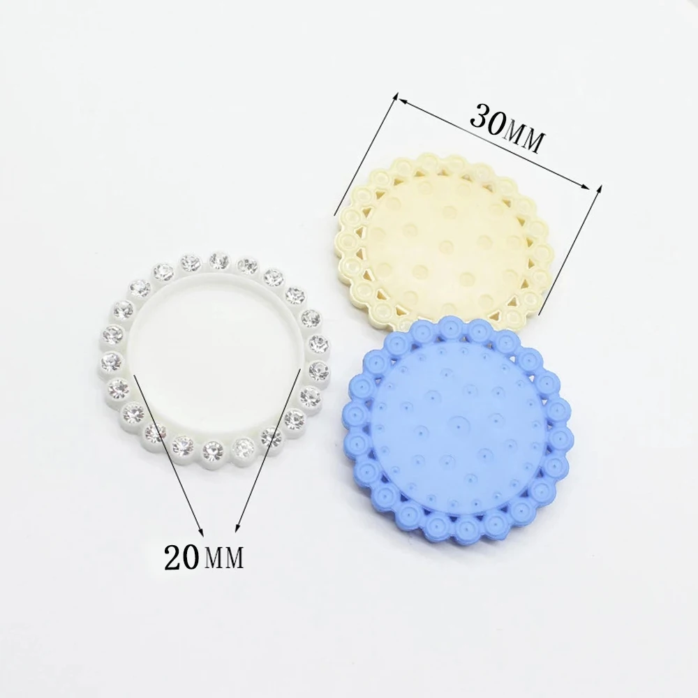 50pcs 30mm inner 20mm Mix Color Round Resin Flatback Base Setting Rhinestone Cabochon Base Frame Setting Accessory