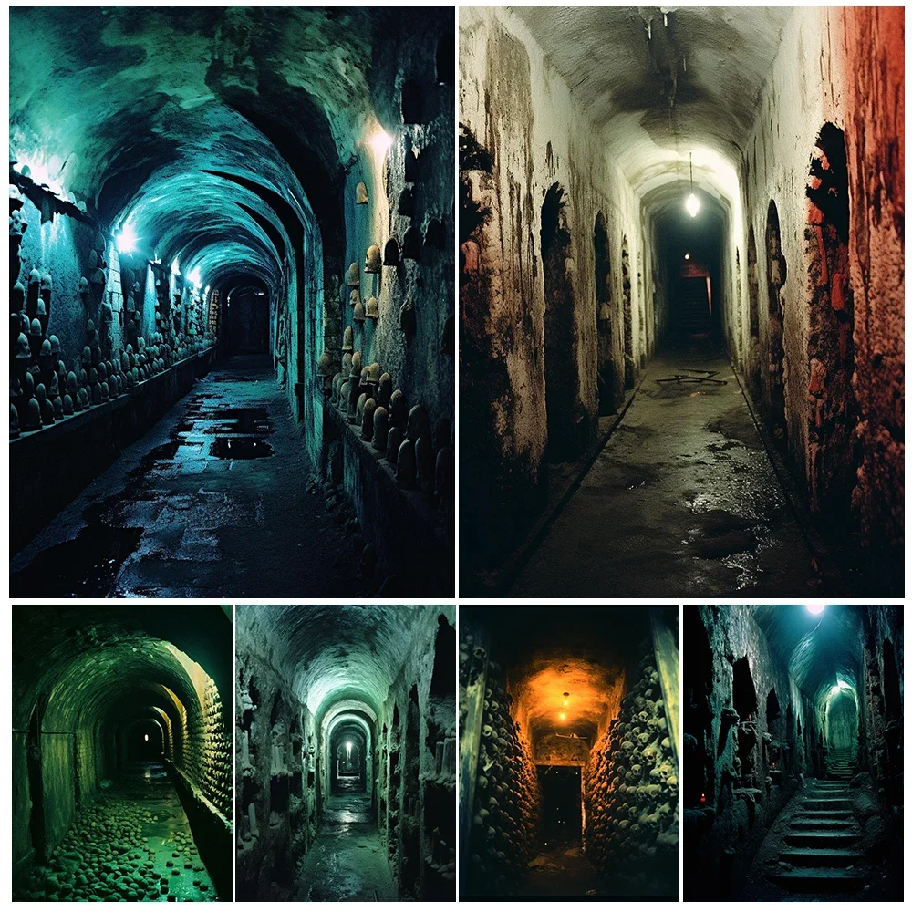 

Creepy Secret Chamber And Tomb Passage Vintage Wall Art Mysterious Photography Print Cemetery Of The Dead Art Poster Print Decor