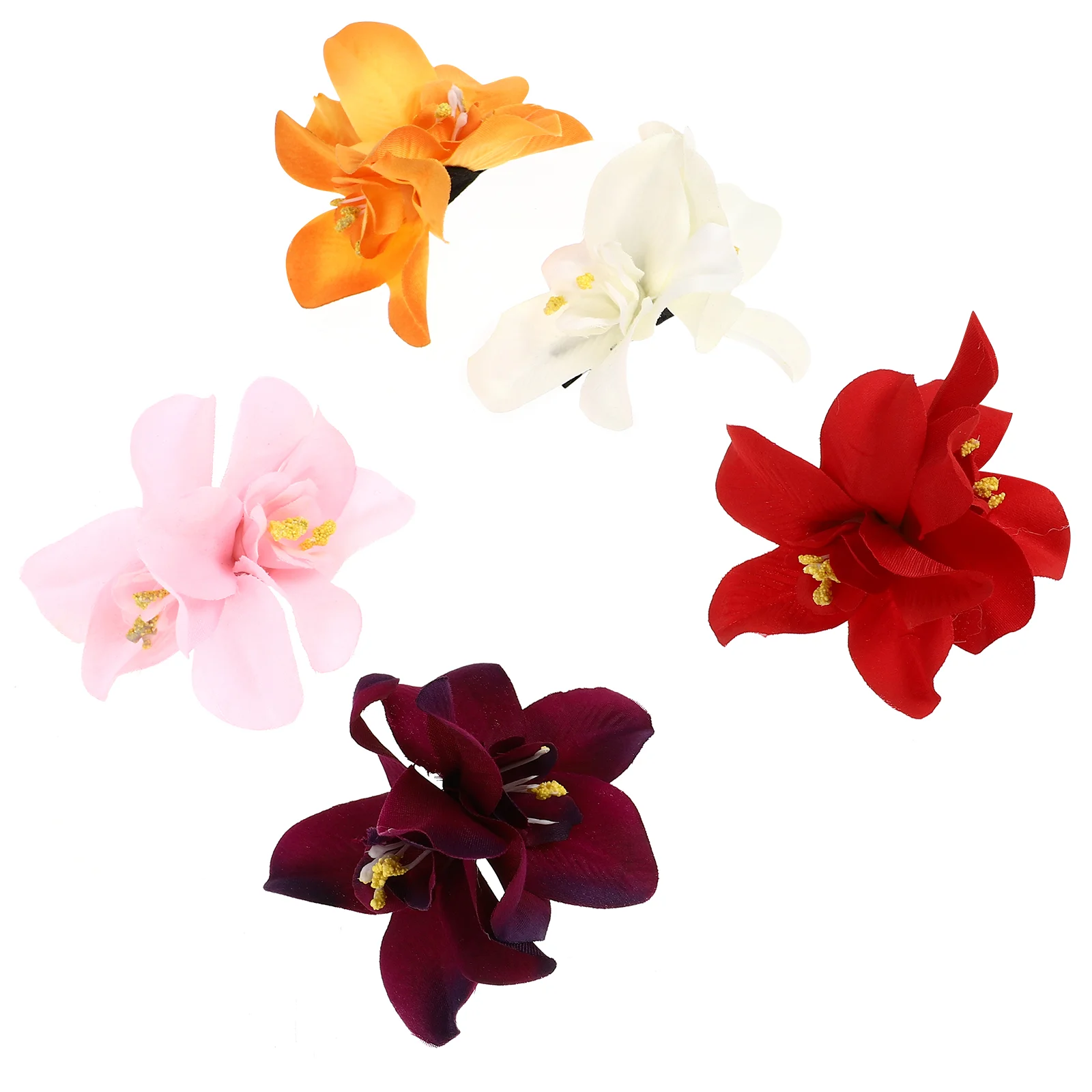 

5 Pcs Flower Hairpin Hawaii Girl Artificial Flowers Accessories Party Women Seaside Bridesmaid Headpiece Claw Clips