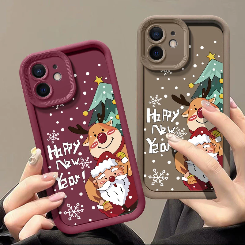 Christmas Pattern Phone Case for OPPO Reno 2 3 4 5 6 7 7Z 8 8T 10 11 Pro Plus 4G 5G Soft TPU Back Cover