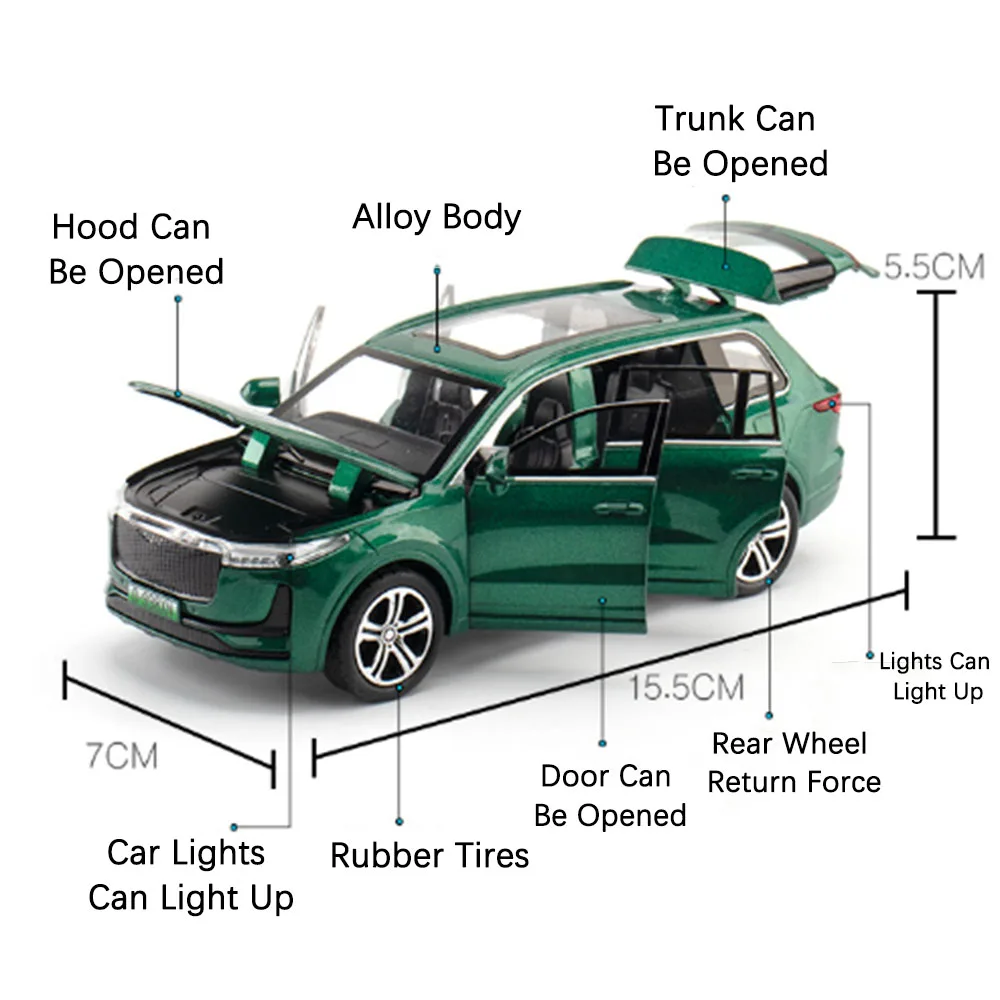 1:32 Leading Ideal ONE EV 모델 자동차 장난감, 합금 다이캐스트 SUV, 사운드 라이트 포함, 풀백 미니어처 금속 자동차 장난감, 어린이 선물