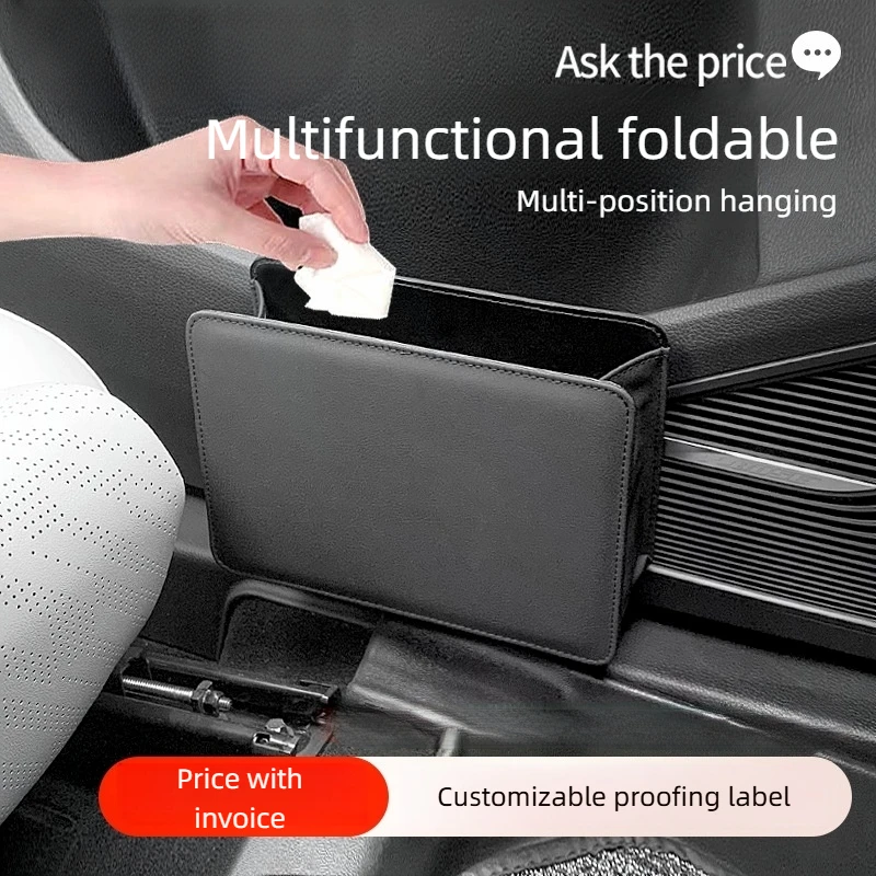 Car Trash Can Car Door Storage Box Foldable Seat Back Hanging Storage Bag Storage Box Car Accessories Interior Products