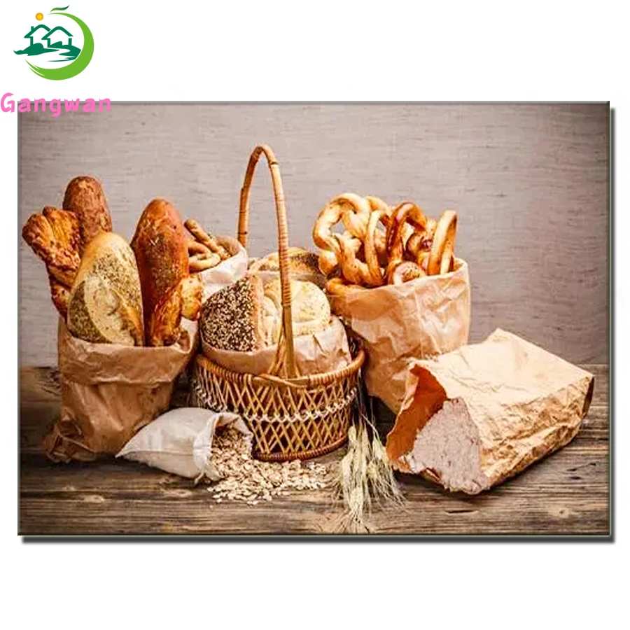 Delicious food DIY diamond painting cross stitch Kitchen decoration diamond embroidery Bread Flour, whole grains patten handmade