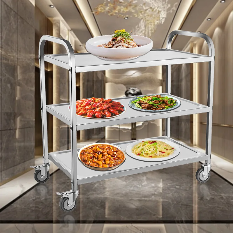Stainless steel multi-layer dining car, four-wheel movable disassembly and assembly dining car