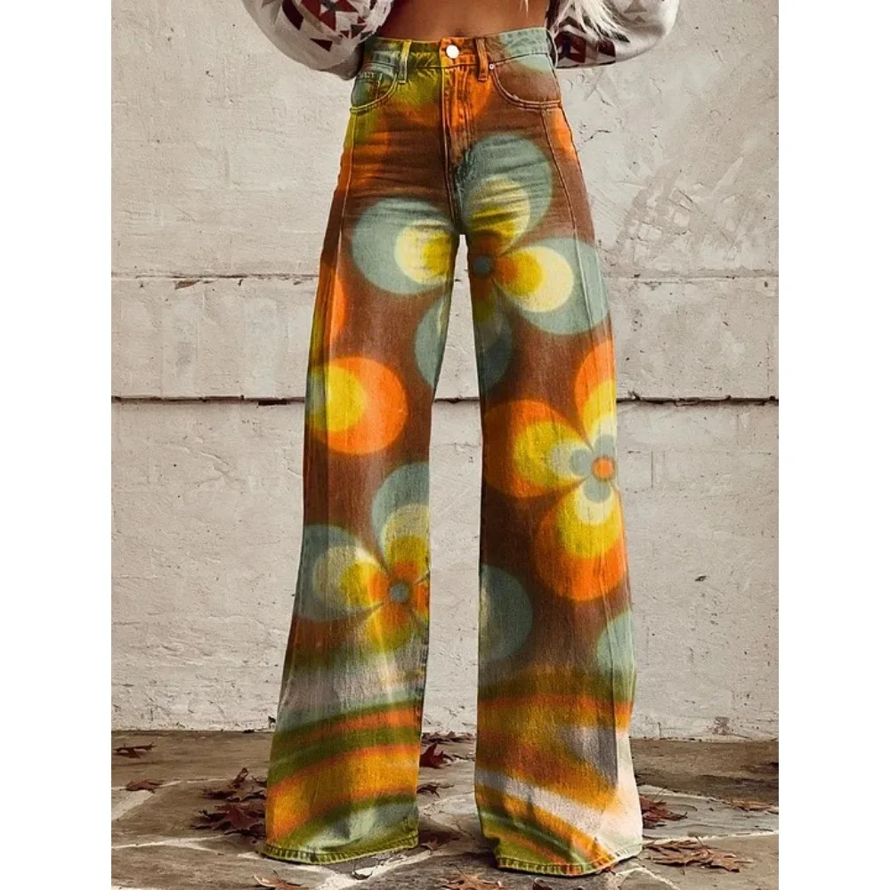 Damen Leopardenmuster Weite Hose mit Hoher Taille Baggy Y2K Vintage Streetwear Hose Locker Sitzende Lässige Tierdruck-Hose – Detail 10