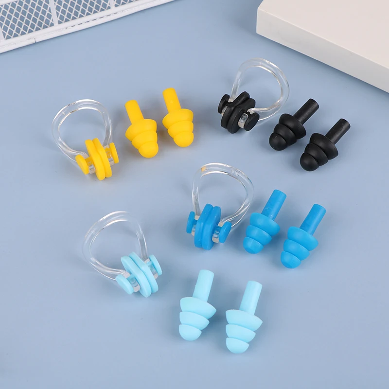 

Swimming Ear Plugs Nose Clip Set Waterproof Silicone Reusable Noise Reduction Sleeping Ear Plugs Hearing Protector With Box