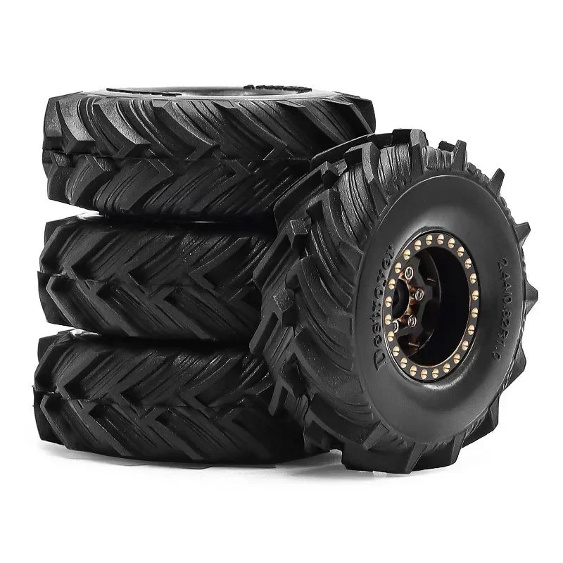 

4pcs OD 62mm 1.0" Metal Beadlock Wheel Tire Set For 1/18 RC Crawler Car TRX4M SCX24 Upgrade Parts Accessories