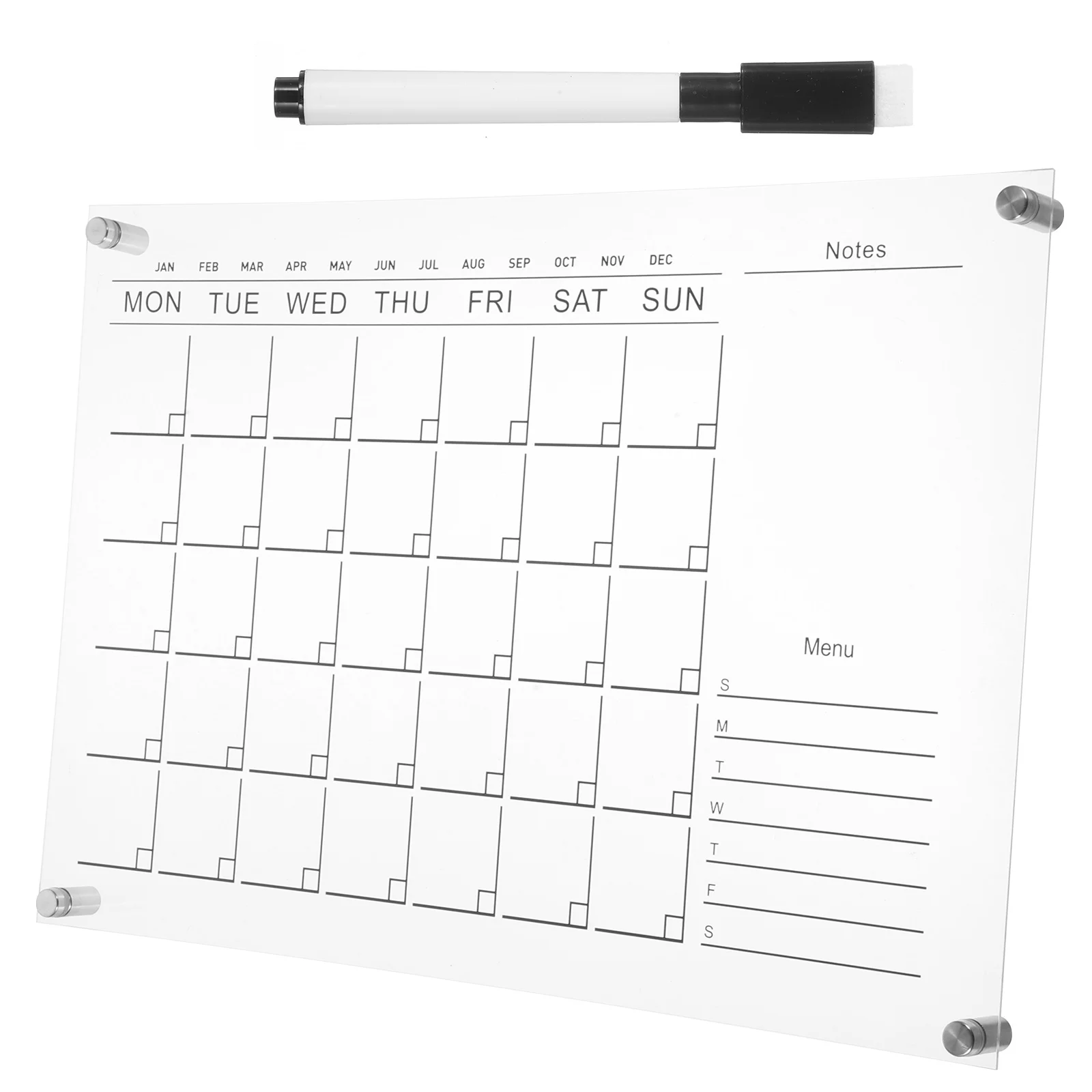 Acrylic Calendar Weekly Planner Board Desk Calendars Acrylic Dry Erase Note Wall Hanging White Travel