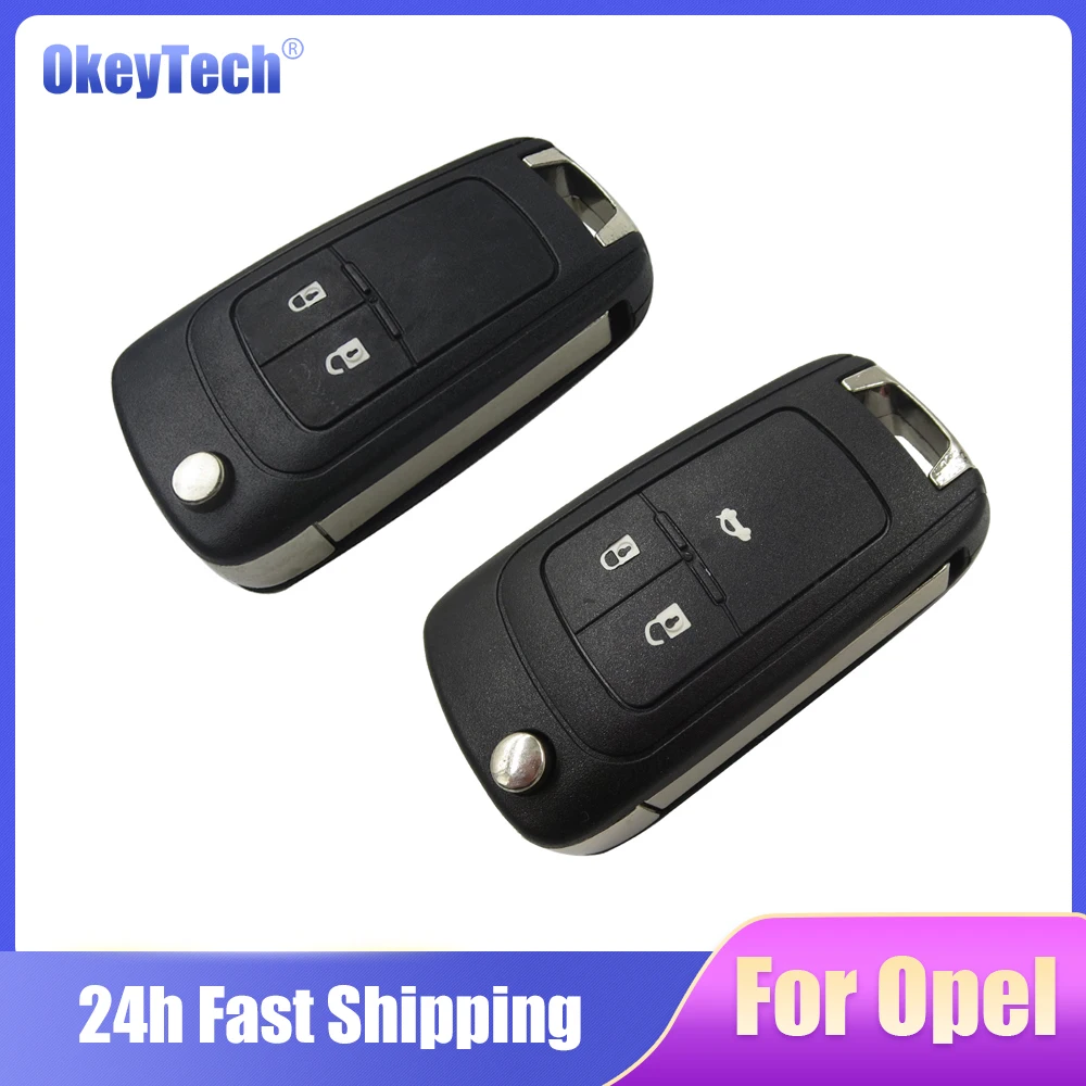 

OkeyTech Flip Folding Remote Car Key Shell For Chevrolet Cruze Epica Lova Camaro Impala 2 3 4 5 Button HU100 Blade Replacement