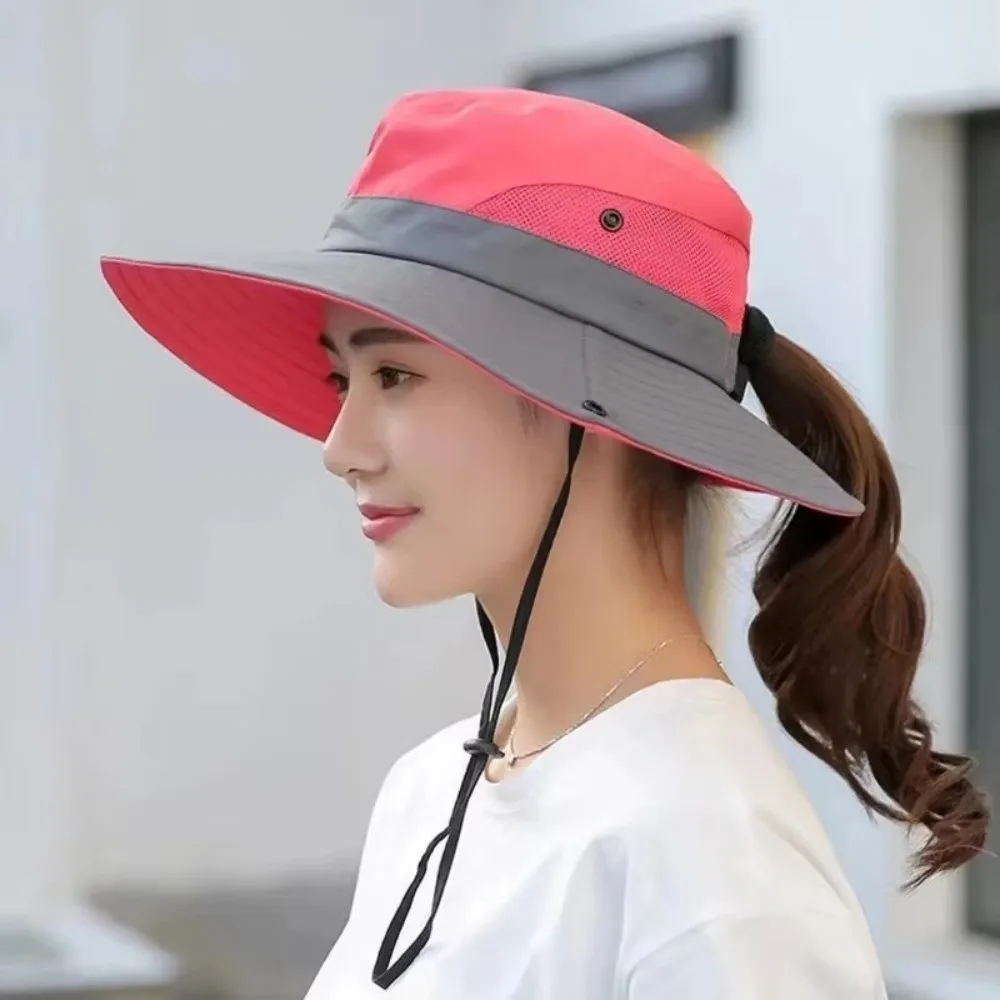 

New Large Brim Summer Quick Drying Bucket Hats Hiking Hat Adjustable Outdoor Casual Cap Breathable Fishermen Caps