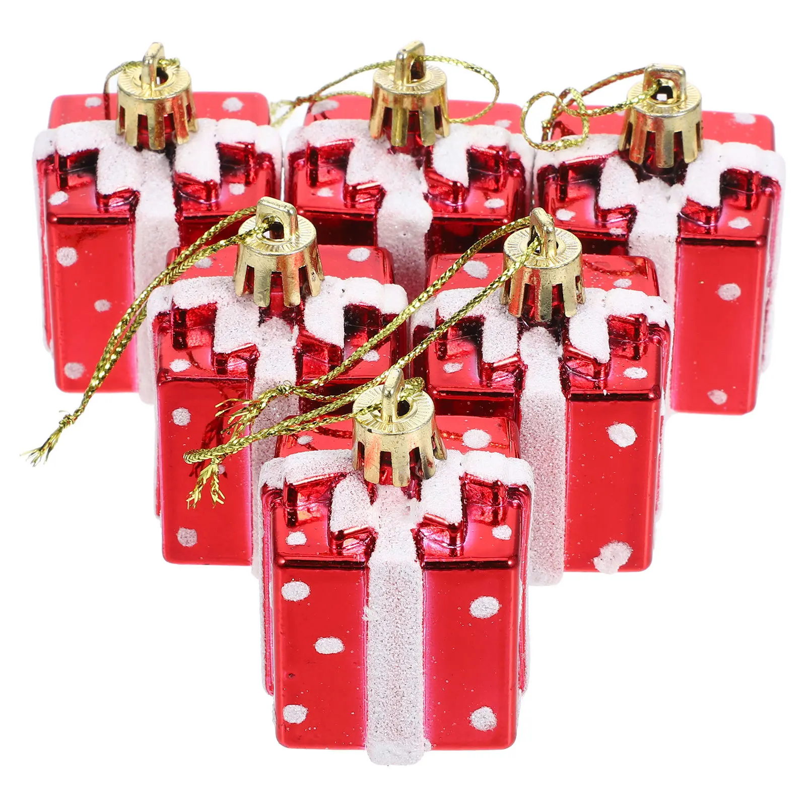 

6 Pcs Christmas Tree Hanging Ornaments Adorable Tiny Miniatures Foil Wrapped Decors