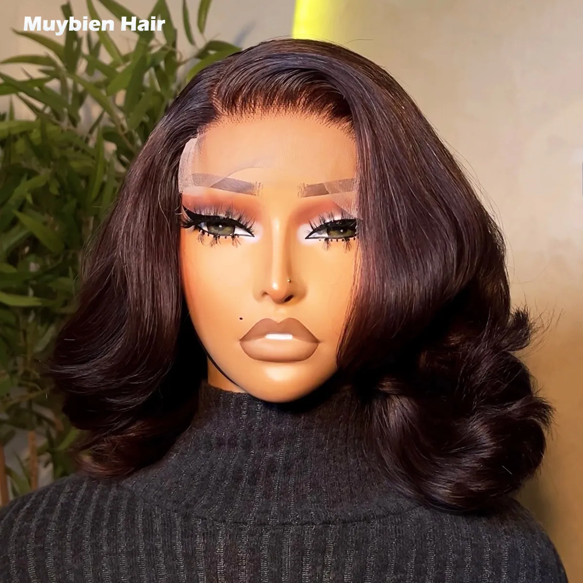 

Chocolate Brown Lace Front Wigs Human Hair Bouncy Loose Body Wave Wig for Woman Glueless Ready to Wear Brown Short Bob Wigs