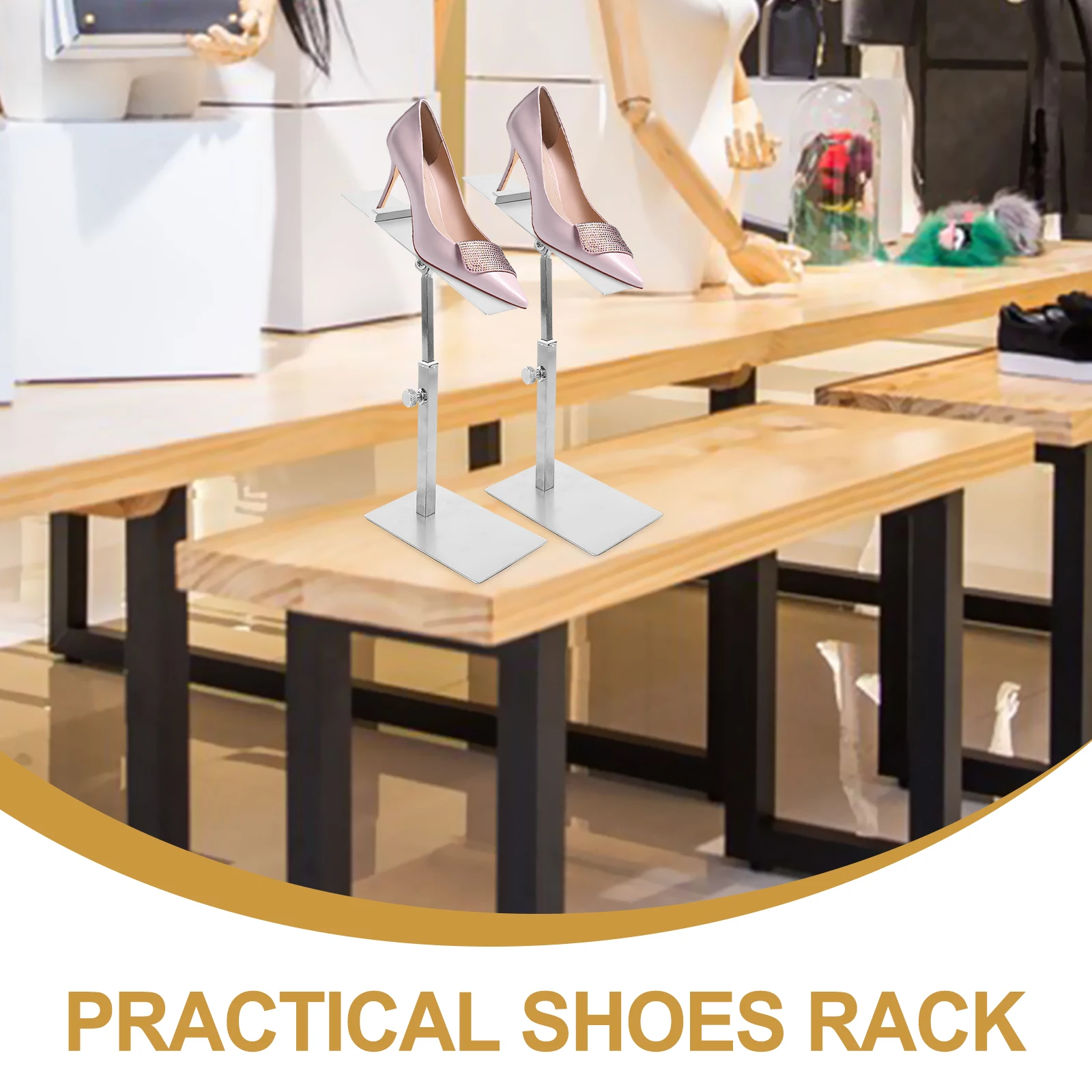 

High Heels Stand Metal Adjustable Riser Stainless Steel Tilt Angle Prevent Slippage Storage Display Tools Suitable Mall