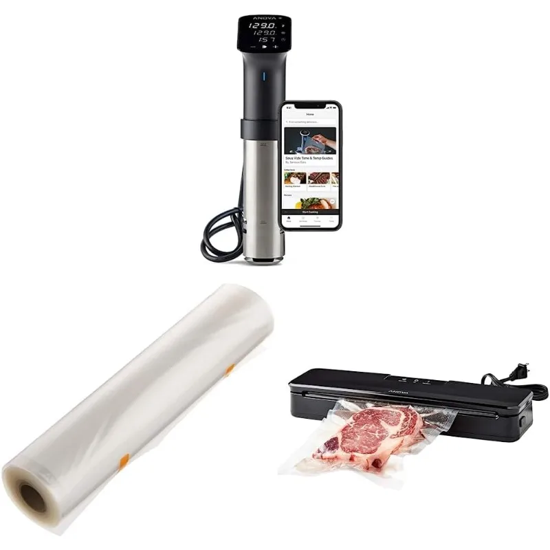 Sous Vide Precision Cooker Pro, 1200 Watt & Anova Culinaire Precisie Vacuümsealerzak (Rollen), Helder & Anova Culinaire